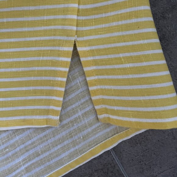 Talbots Linen Beaded Appliqué V- neck Top Yellow White Stripe Size S - Picture 5 of 7